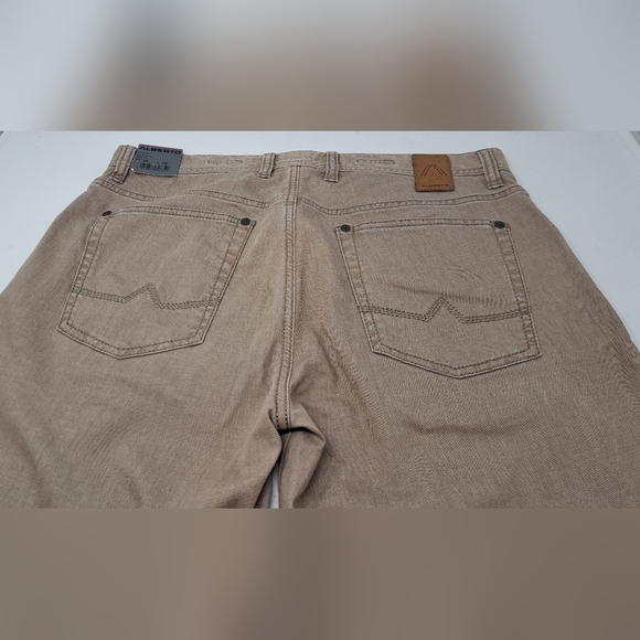 NWT Alberto Men's Modern Fit Jeans Italian Fabric Beige 8197 STONE 34x30 - Picture 9 of 16